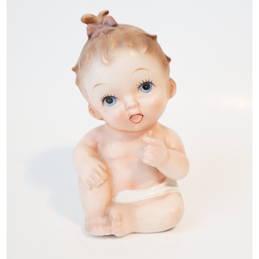 Vintage Napco Baby Figurine Bank Porcelain Hand Painted 1960's